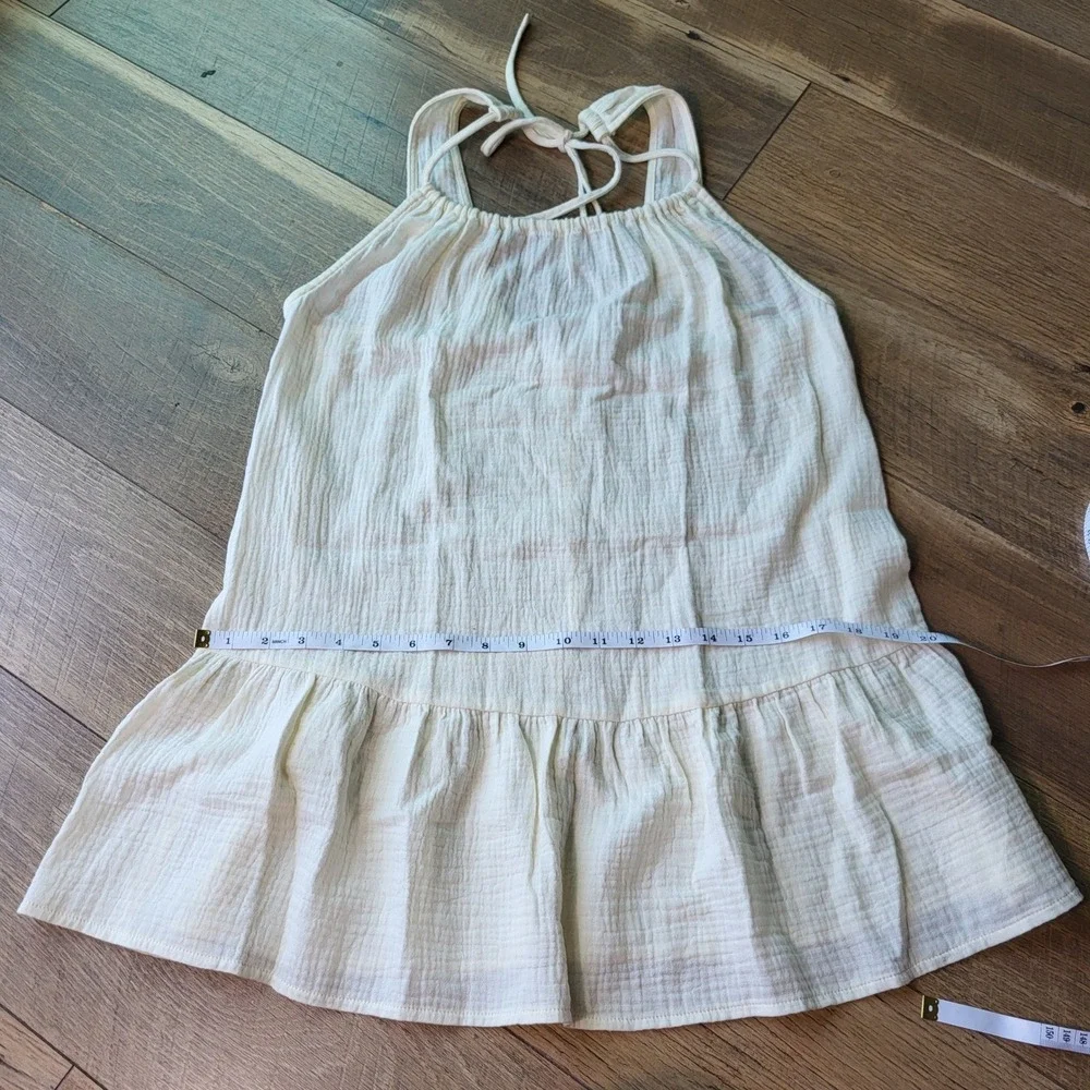 Xhilaration Womens Small Cream Gauze Halter Mini Dress Tiered Ruffle Sleeveless